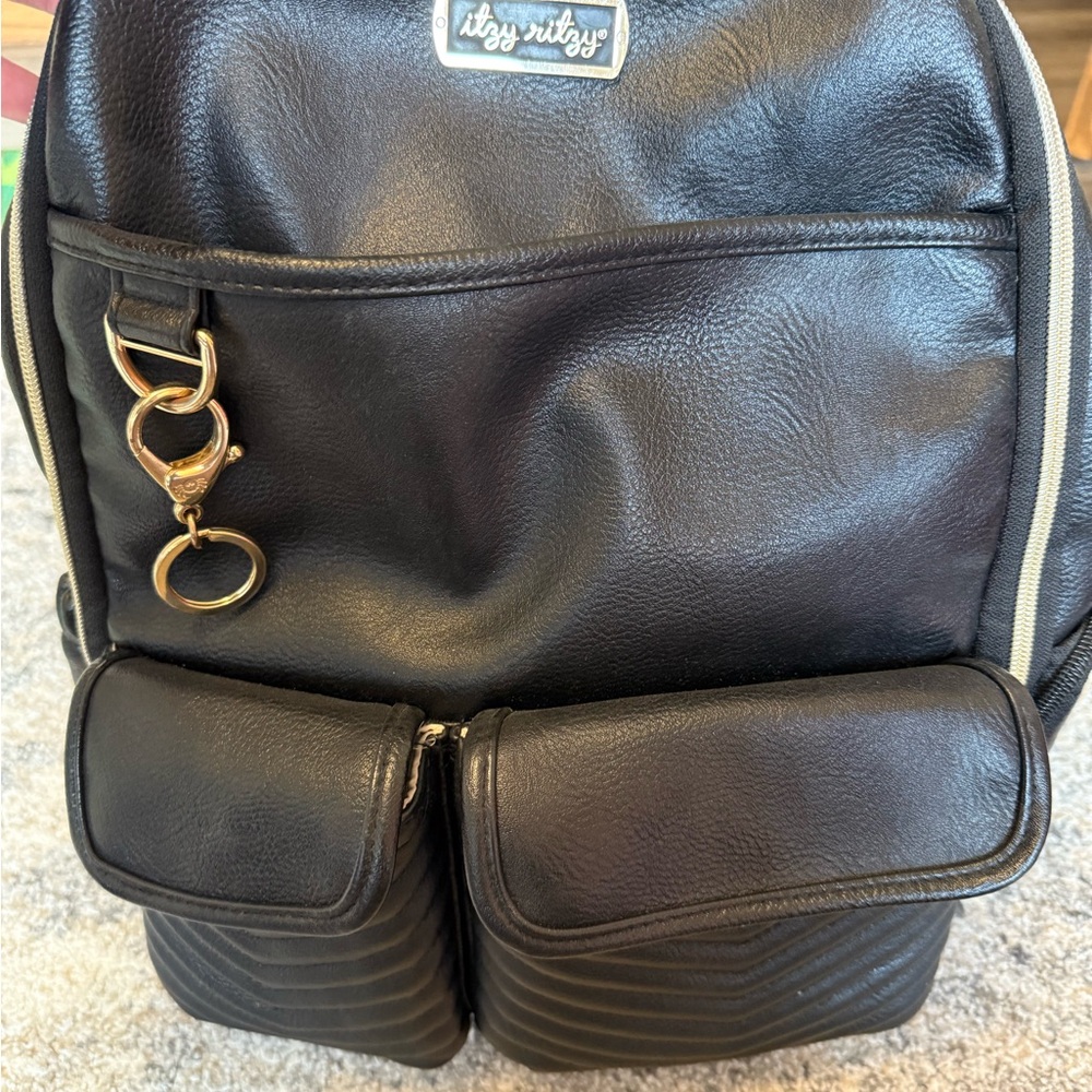 Black Leather Men's Backpack